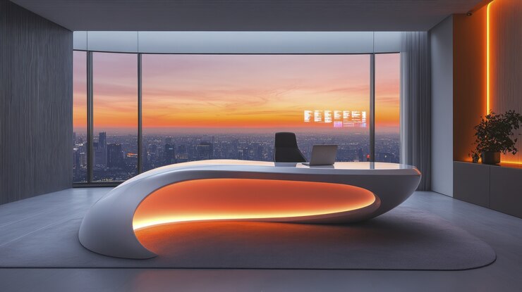 Free Photo modern office space with futuristic decor and furniture