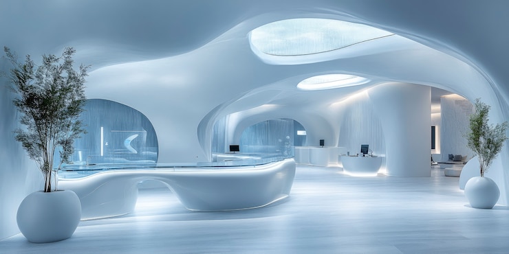 Free Photo modern office space with futuristic decor and furniture