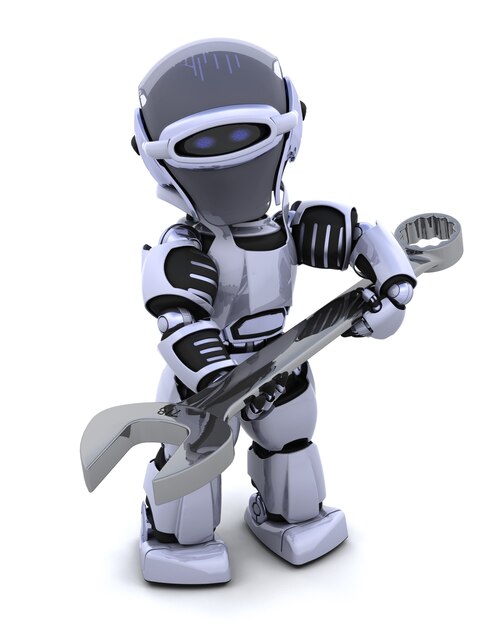 Modern robot with wrench