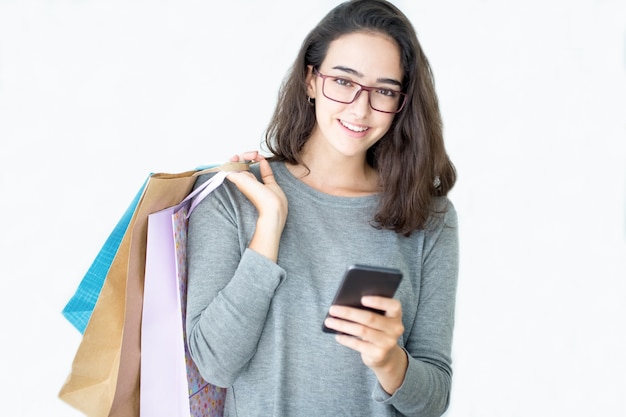 Modern shopaholic ordering clothes online