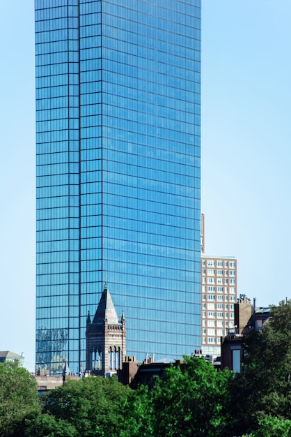 Modern skyscraper with glass facade in Boston