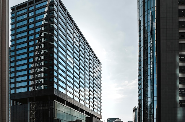 Free Photo modern skyscrapers in business district