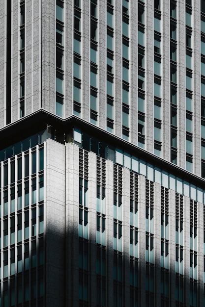 창문이있는 현대적인 고층 빌딩