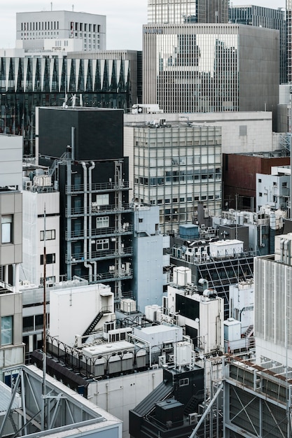 Free photo modern skyscrapers with windows