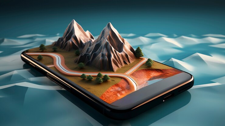Free Photo modern smartphone with live abstract wallpaper coming out of the screen