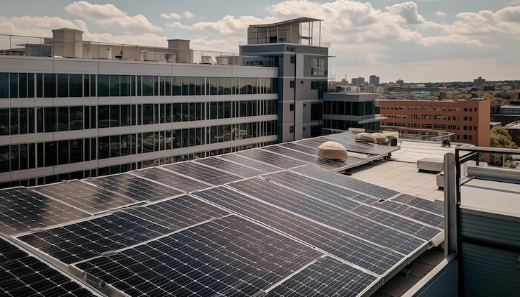 Free Photo modern solar power station generates sustainable electricity outdoors generated by ai