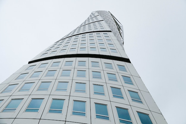 Modern tall skyscraper from below