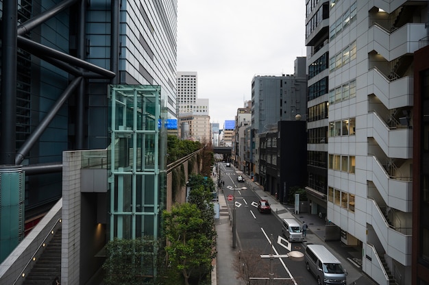 무료 사진 현대 도쿄 거리 배경