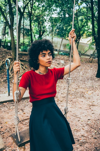 Modern woman in a park