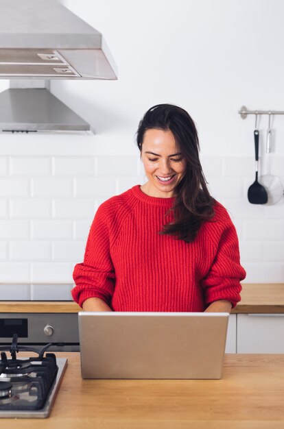 Modern woman using laptop