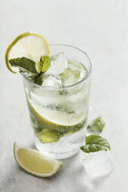 Mojito glass with ingredients