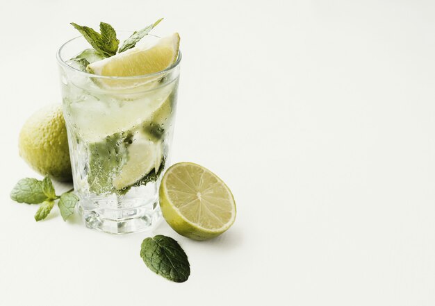 Mojito glass with ingredients