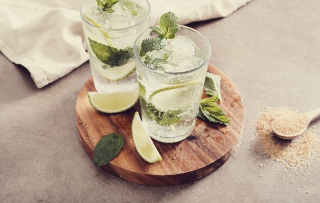 Mojito glass with ingredients