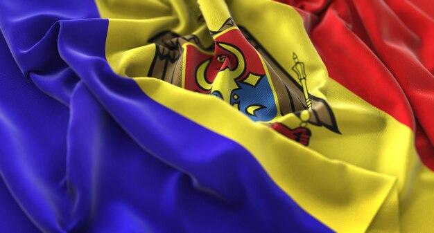 モルドバの旗は美しくマクロ接写を振る
