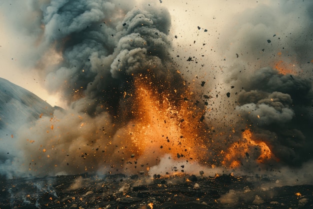 Free photo molten rock volcanic eruption