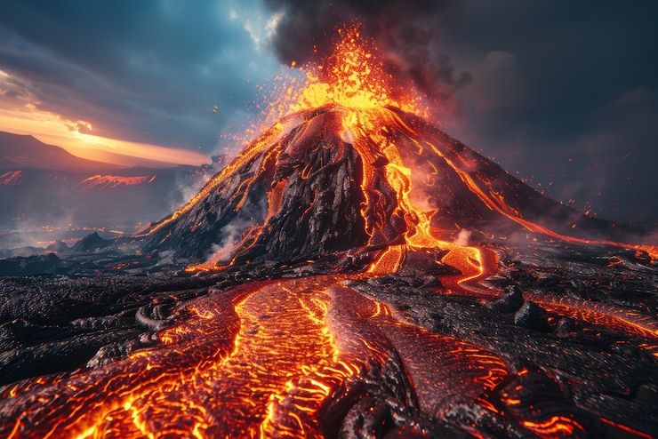 無料Photo 溶けた岩の火山噴火