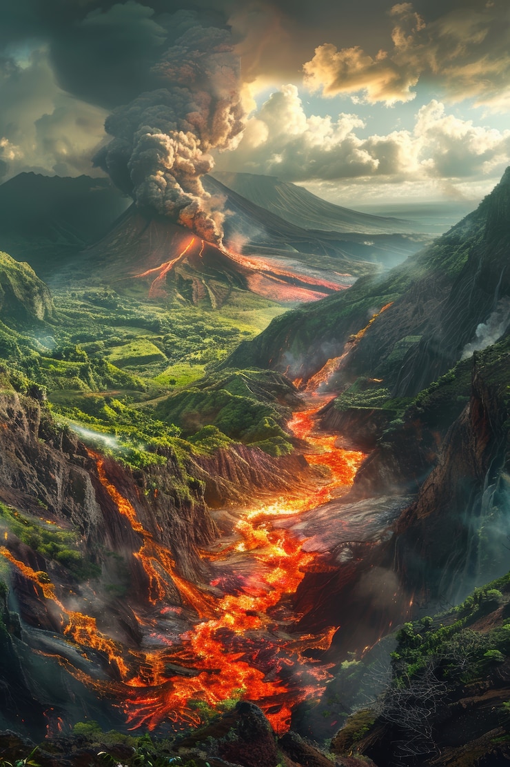 無料Photo 溶けた岩の火山噴火