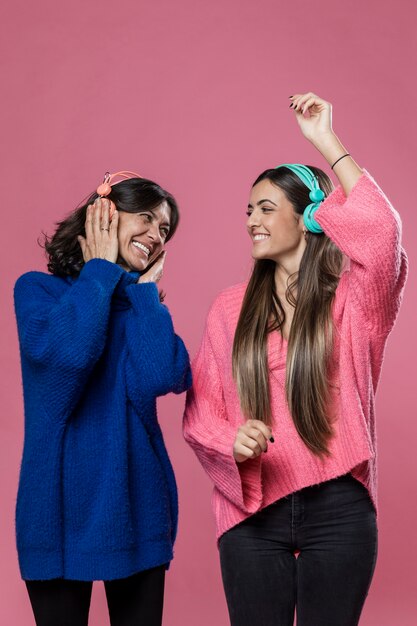 Mom and daughter dancing