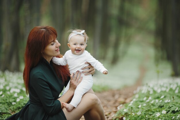 Mom and daughter happy spend time together