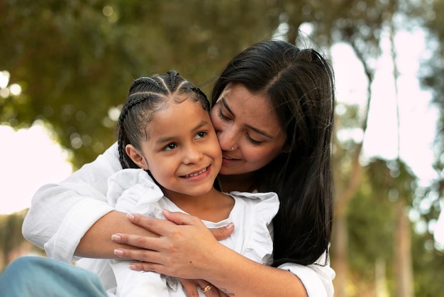 Mom and daughter spending mothers day together out in the park