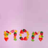Free photo mom lettering made of sweets