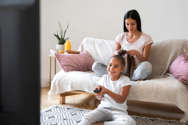 Mom spending time with her daughter