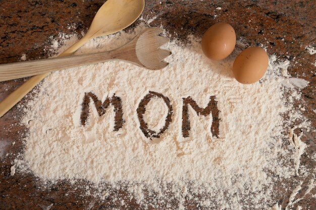 Mom written in flour