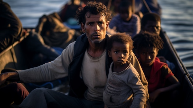 Foto gratuita momento catturato durante una crisi migratoria con persone