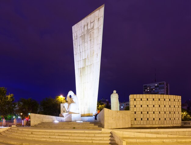 Momument to Calvo Sotelo at Plaza de Castilla in night