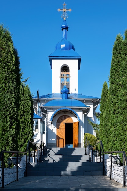 Monastery Ulmu in Sihla, Moldova in sunny day