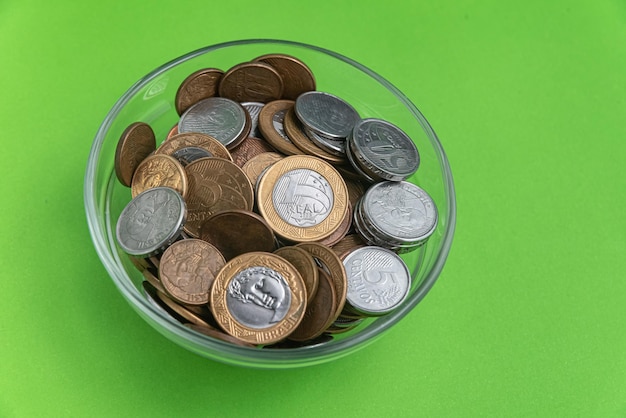 Money - Brazilian Coins - On glass bowl