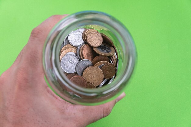 Money - Brazilian Coins - On glass pot