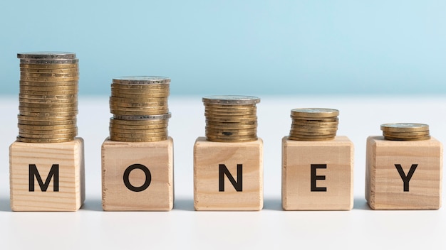 money word on wooden cubes arrangement