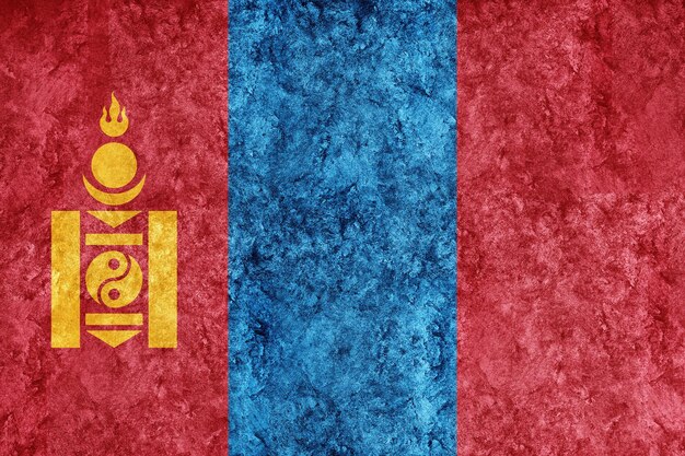 Mongolia Metallic flag, Textured flag, grunge flag