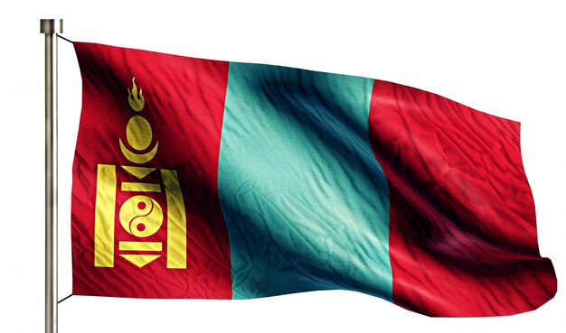 Монголия Национальный флаг изолированных 3D белый фон