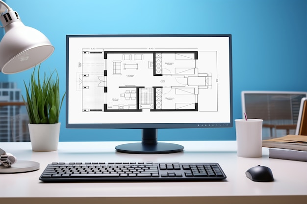 Monitor moderno su un tavolo elegante