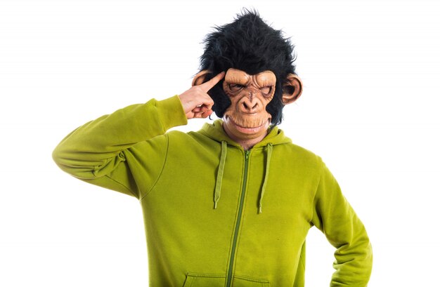 Monkey man thinking over white background