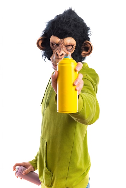 Free photo monkey man with spray