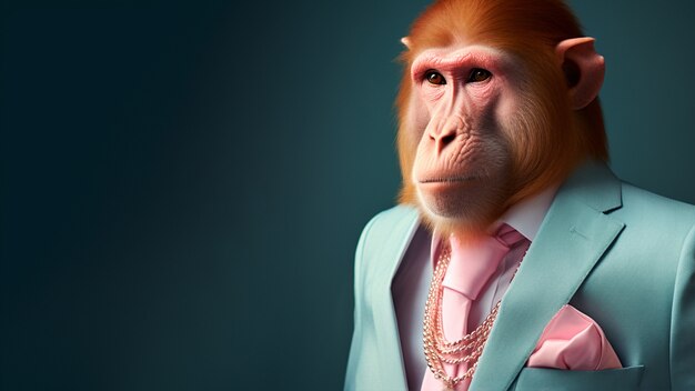 스튜디오에서 양복을 입고 원숭이