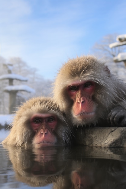 Foto gratuita le scimmie trascorrono del tempo insieme nella natura