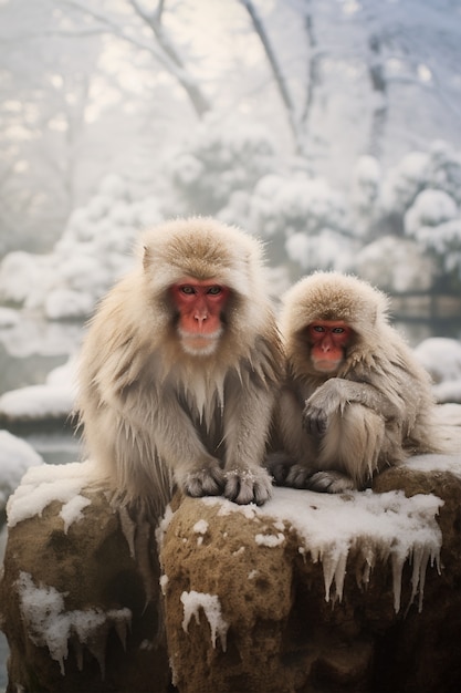 Free photo monkeys spending time together in nature