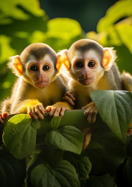 Free photo monkeys spending time together in nature