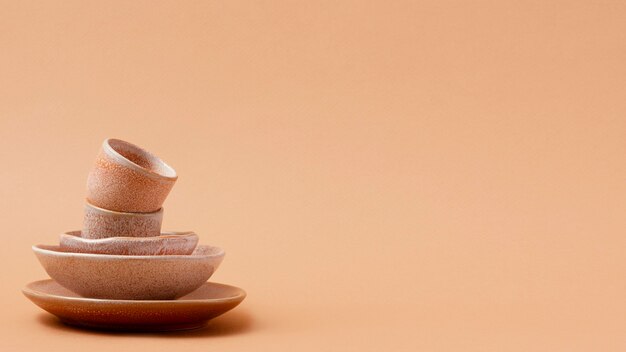 Monochromatic still life composition with tableware