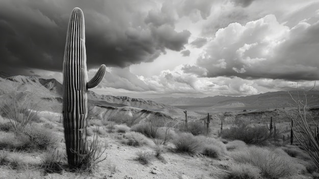 Foto gratuita cactus monocromatici del deserto