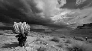 Free photo monochrome desert cacti
