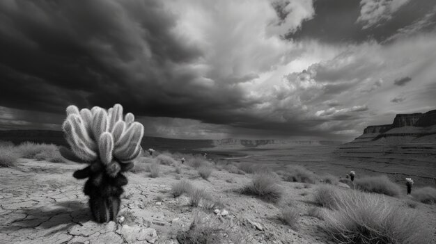 Monochrome desert cacti