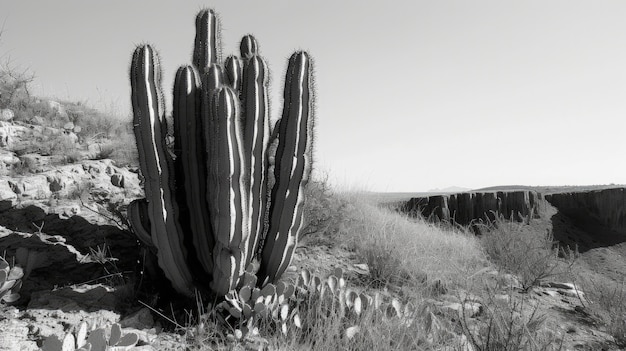 Foto gratuita cactus monocromatici del deserto