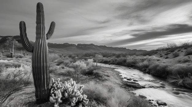 Free photo monochrome  desert cacti