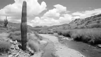 Free photo monochrome  desert cacti