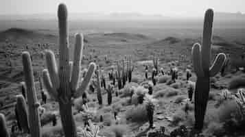 Free photo monochrome  desert cacti